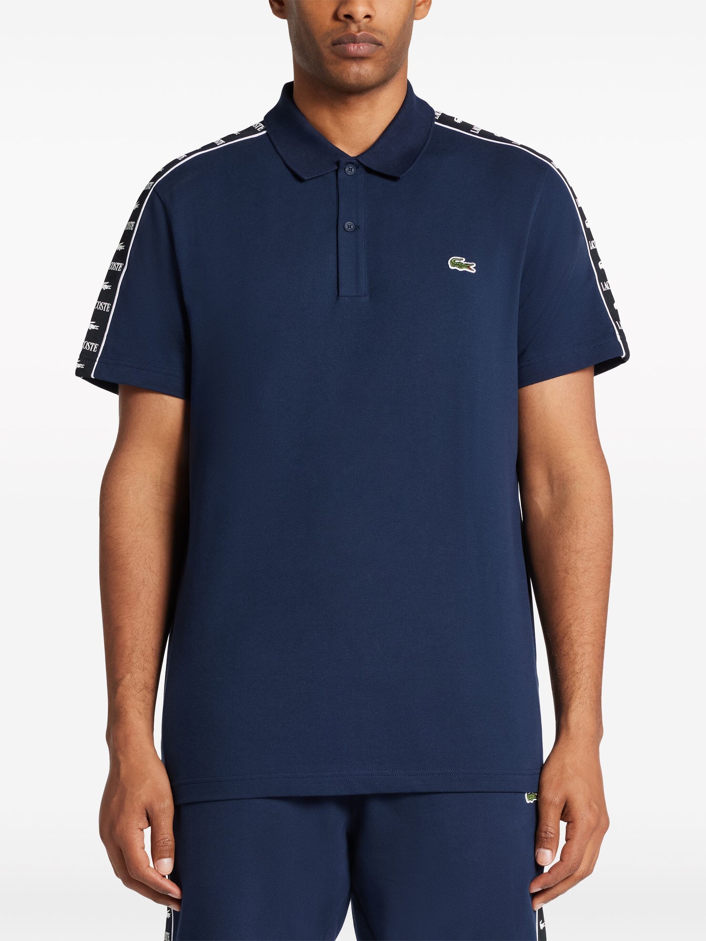 Lacoste logo-embroidered side-stripe polo shirt