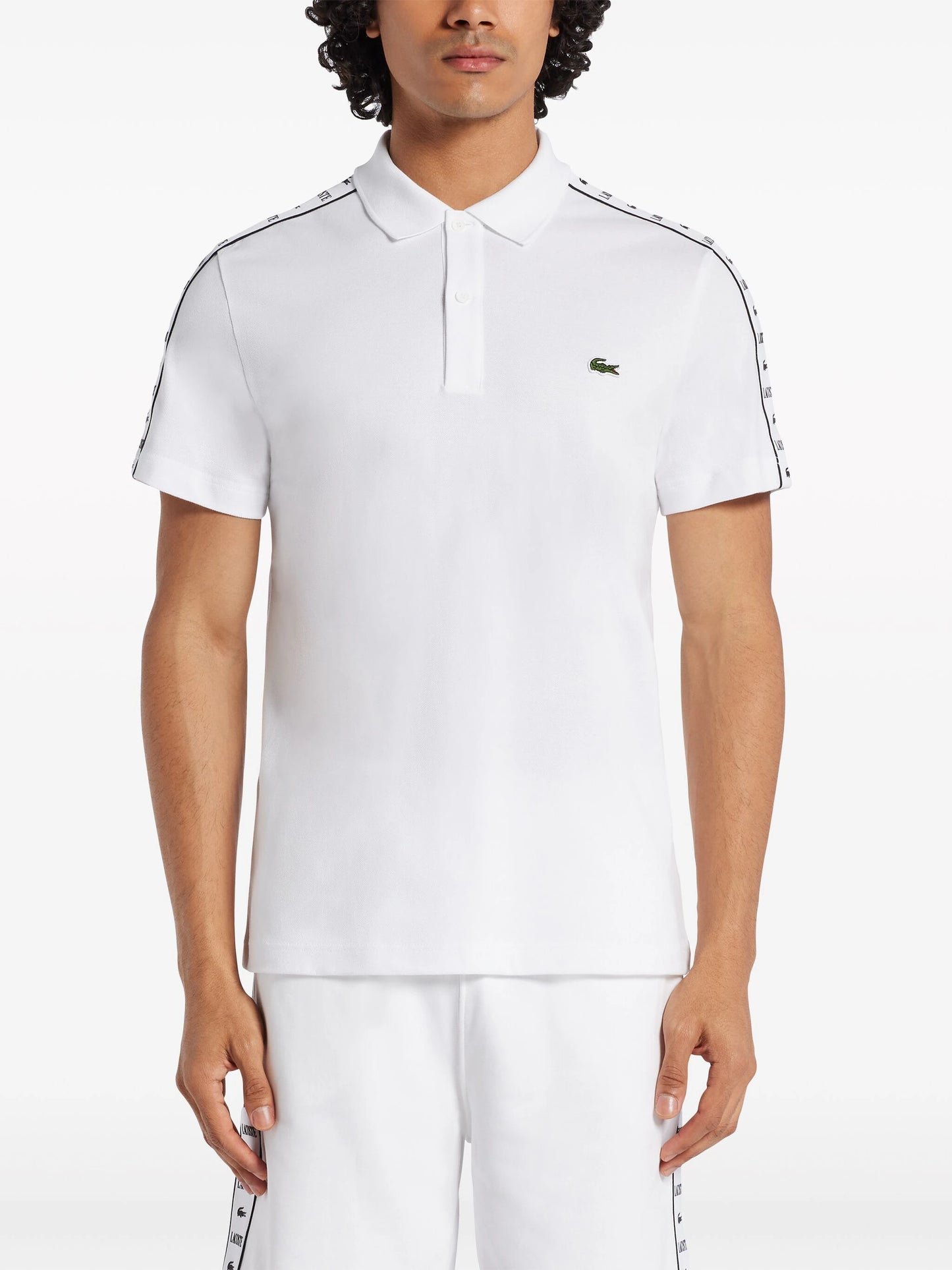 Lacoste logo-embroidered side-stripe polo shirt