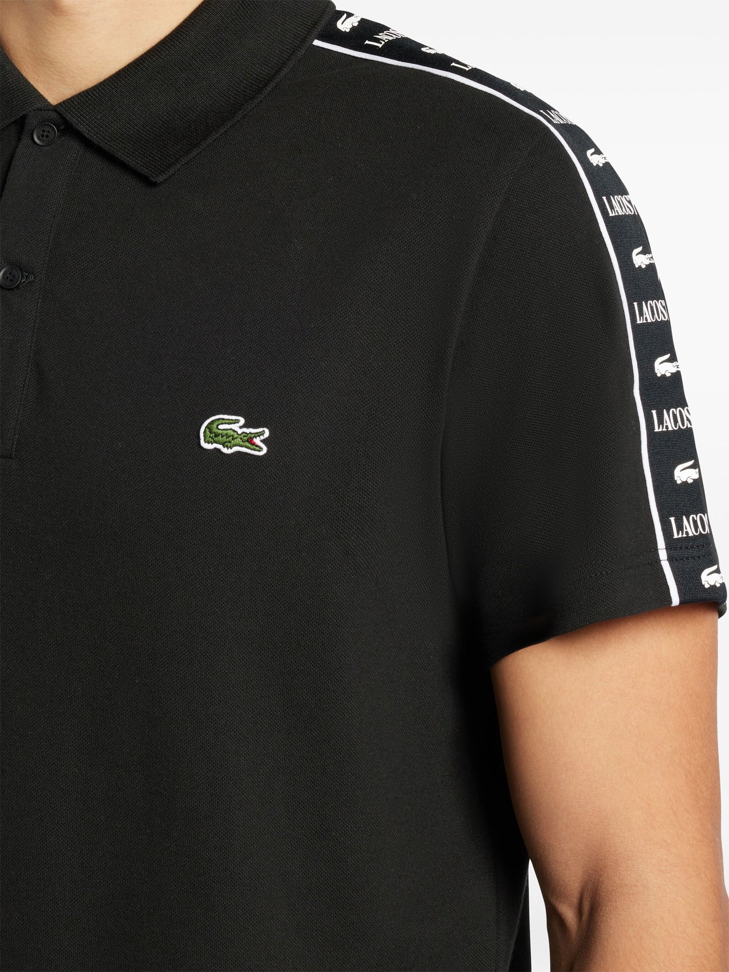 Lacoste logo-embroidered side-stripe polo shirt