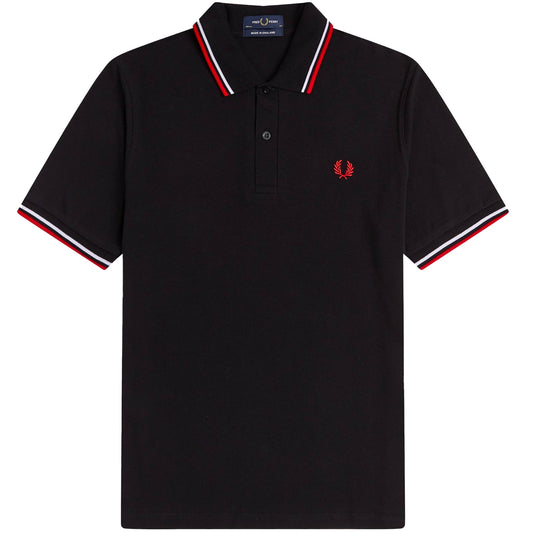 FRED PERRY Twin Tipped Fred Perry Polo Shirt Black/Red