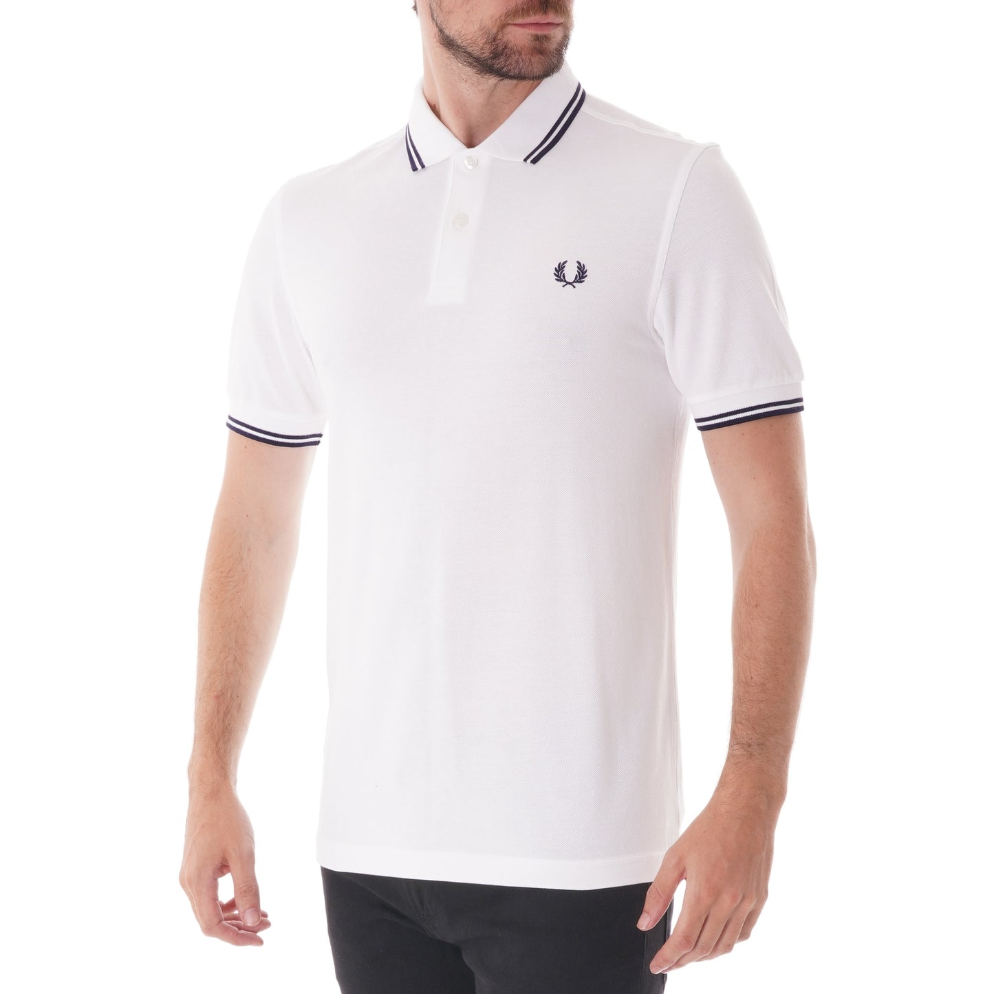 FRED PERRY Twin Tipped Fred Perry Polo Shirt White