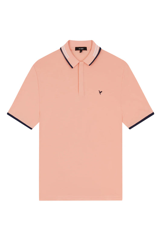 CONTRAST STRIPE COLLAR AND CUFF PEACH-OLSEN