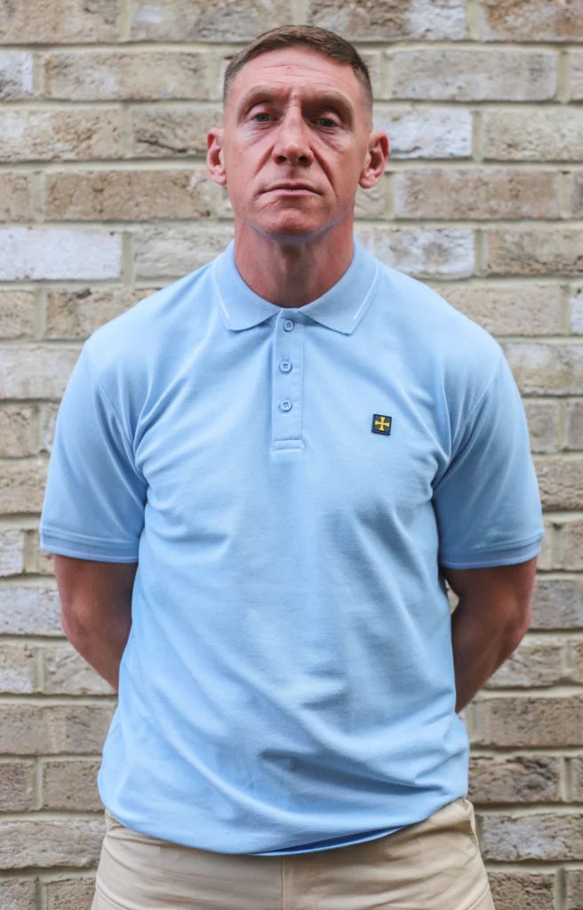 Terrace Cult Premium Pique Polo Sky Blue/White