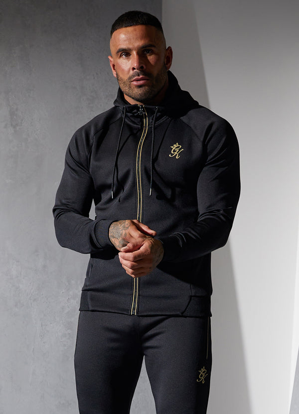 Gym King Full Zip Poly Hood - Black/Gold