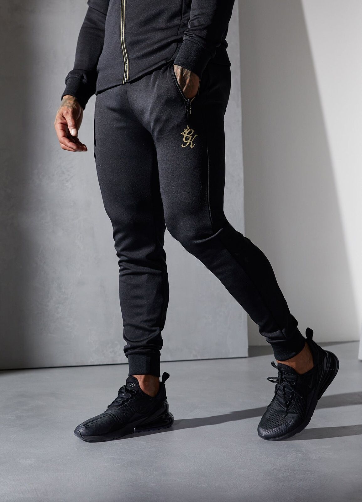 Gym King Poly Jogger - Black/Gold