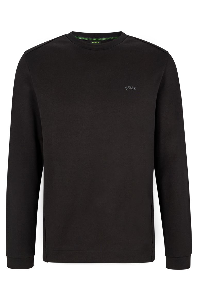 BOSS CREW NECK SWEATSHIRT WITH CURVED LOGO BLACK